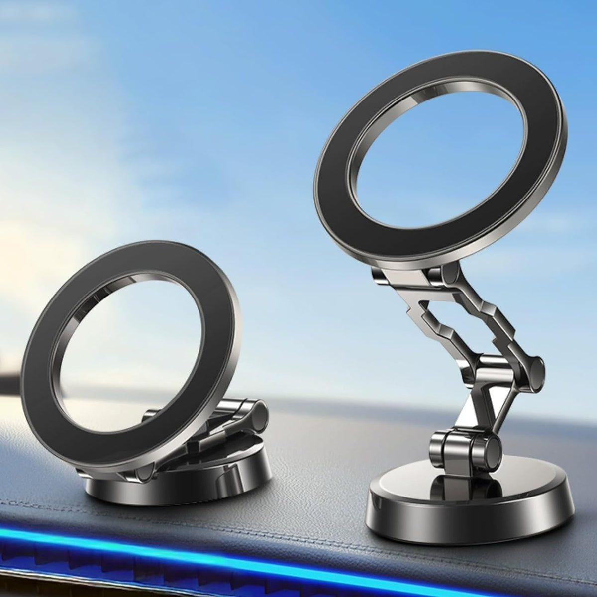 Kaistyle for MagSafe Car Mount for Car Dash【All-Metal】 Foldable Magnetic Phone Holder for Car 360° Rotation Car Mount Strong Magnets Car Phone Holder Fits iPhone 15 14 13 12 Pro Max MagSafe Case